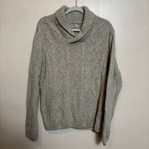 Luca Nobili Men’s Sweater Oatmeal Italy Wool Blend V Neck Cowl Long Sleeve Large